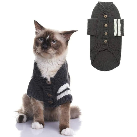 EXPAWLORER Cat Sweater for Cold Weather - Stylish Knitted Cat Clothes Soft Cat